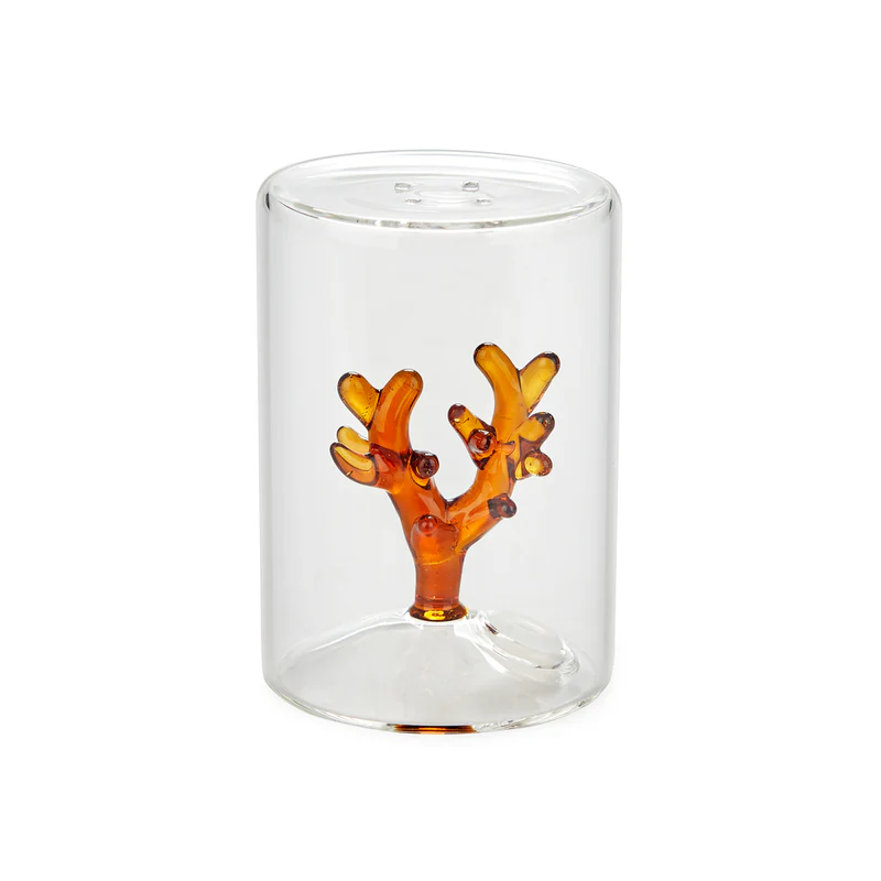Balvi Salt shaker,Atlantis Coral,amber,glass