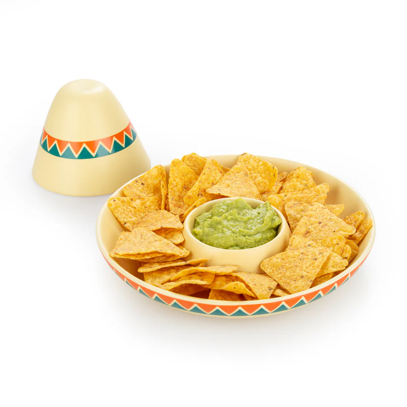 Balvi chip and dip platter,The Mexican,yellow,ceramic