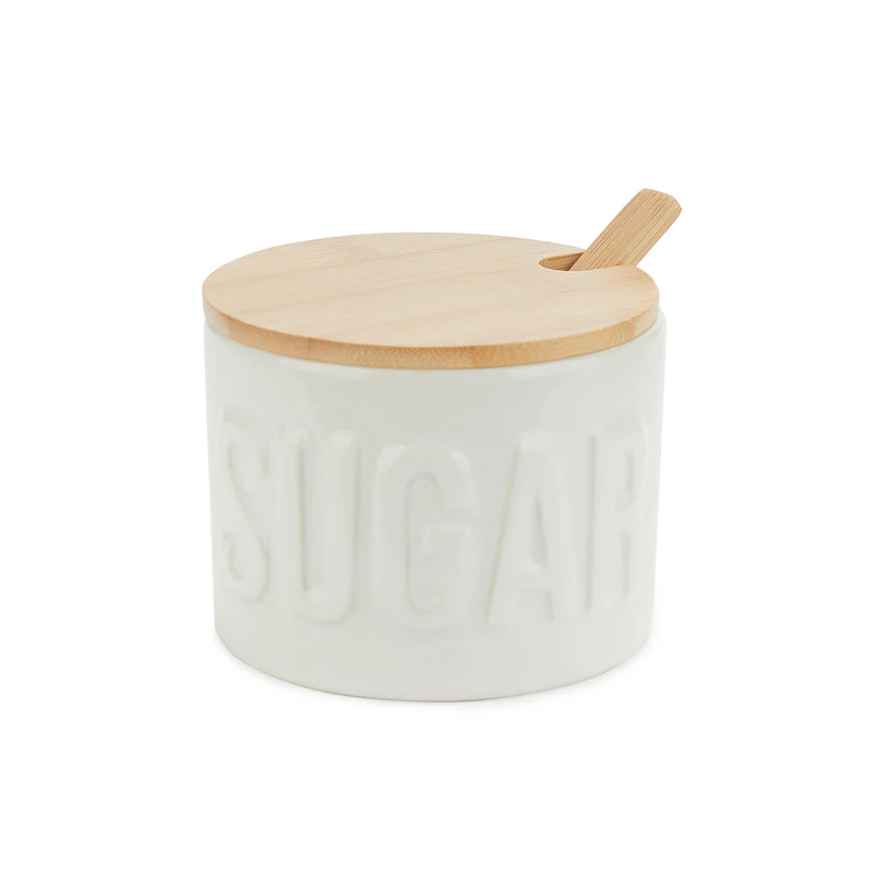 Balvi Sugar bowl,Sugar,white,ceramic/bamboo
