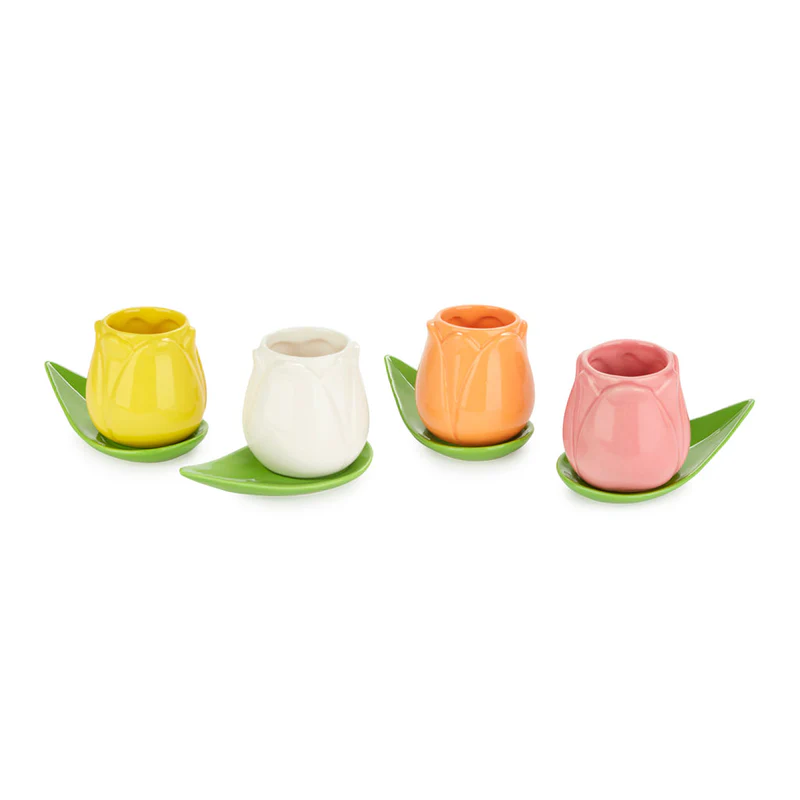 Balvi Coffee cup set,Tulip,assorted colours,x4,ceramic