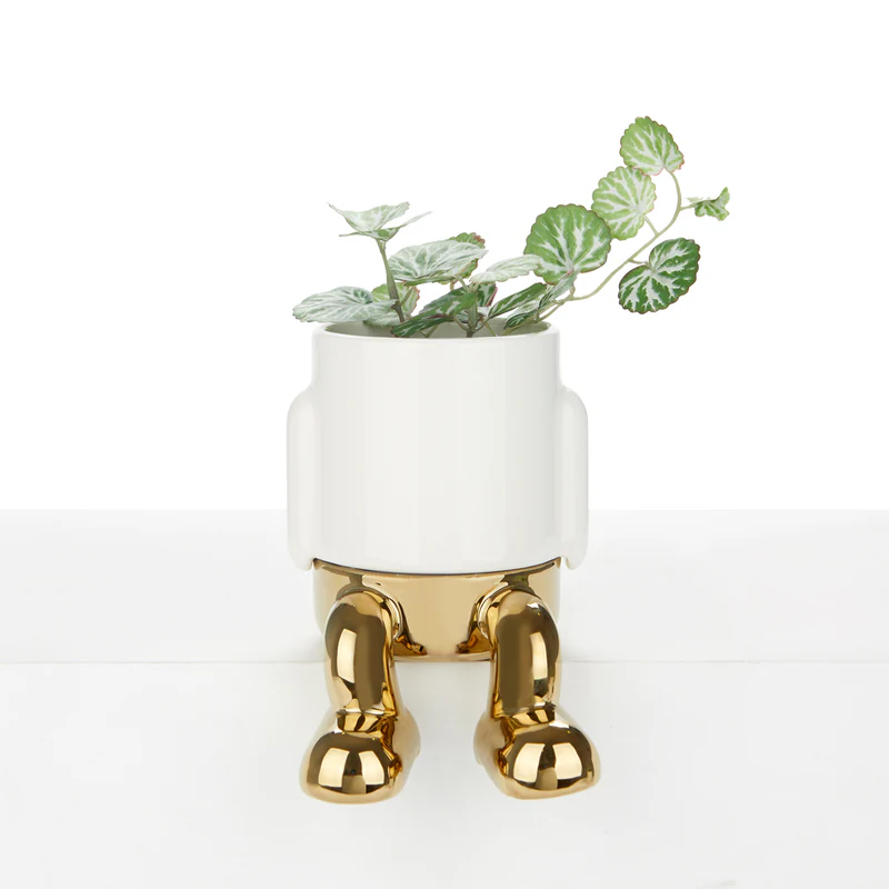 Balvi Mini flower pot,Mr.Dangly Gold Edition,ceramic