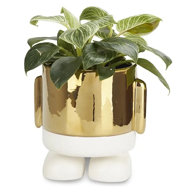 Balvi Plant Pot,Mr.Standy Gold Edition,golden,ceramic