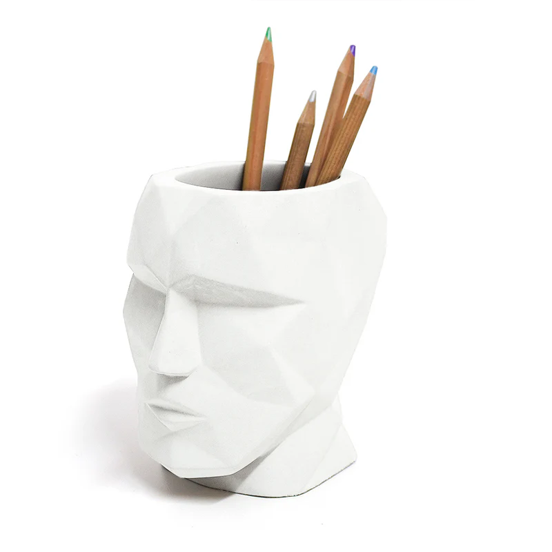 Balvi Pen holder,The Head,white,ciment