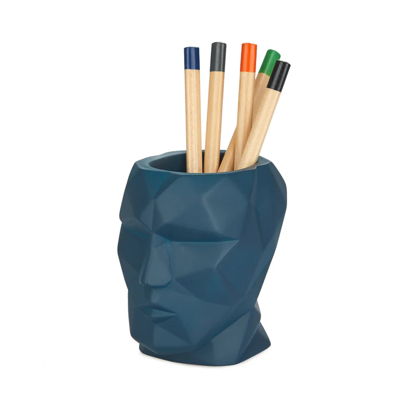 Balvi Pen holder,The Head,blue,concrete