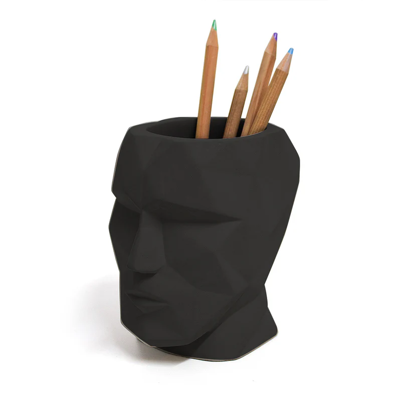 Balvi Pen holder,The Head,black,ciment