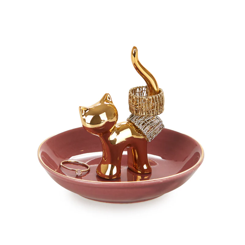 Balvi Ring holder,Gatto,golden,porcelain