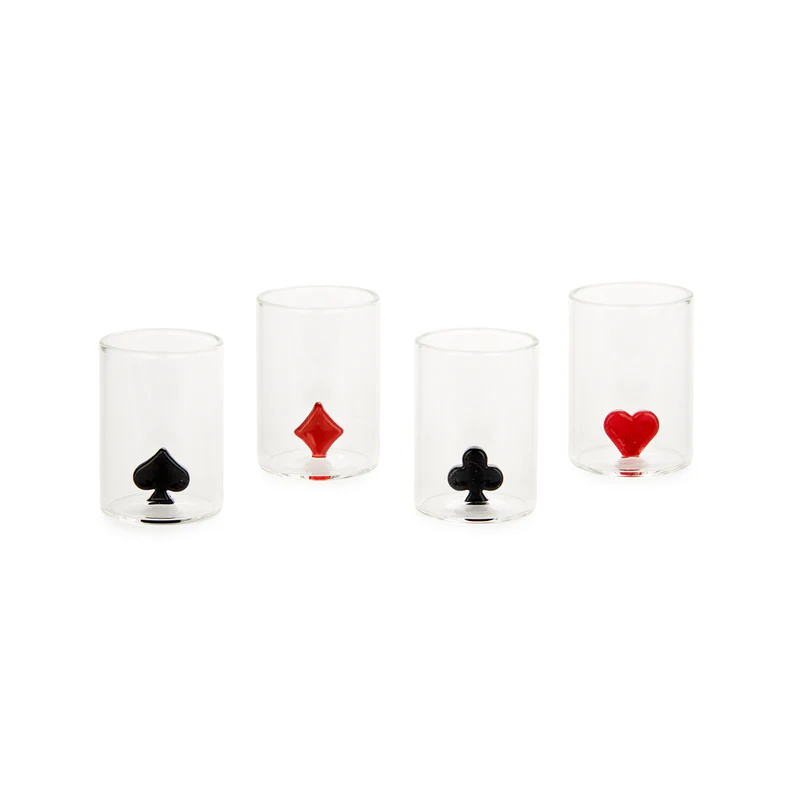 Balvi Shot glasses set,Dealer,x4,red/black,glass