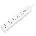 LDNIO SC5319 Multi Socket Extension Lead 5 AC 3 USB Power Socket Plug Extender 2M Wall Mountable - White