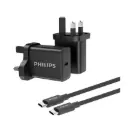 شاحن جداري من فيليبس بقدرة 45 واط مع كابل USB-C إلى USB-C (DLP5313NB/05) – أسود