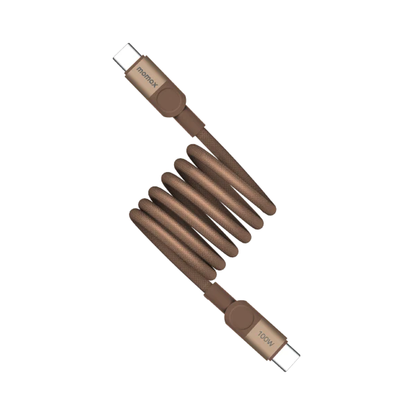 كابل مغناطيسي مومكس Mag Link من USB-C إلى USB-C بقدرة 100 واط، طول 1 متر – ذهبي