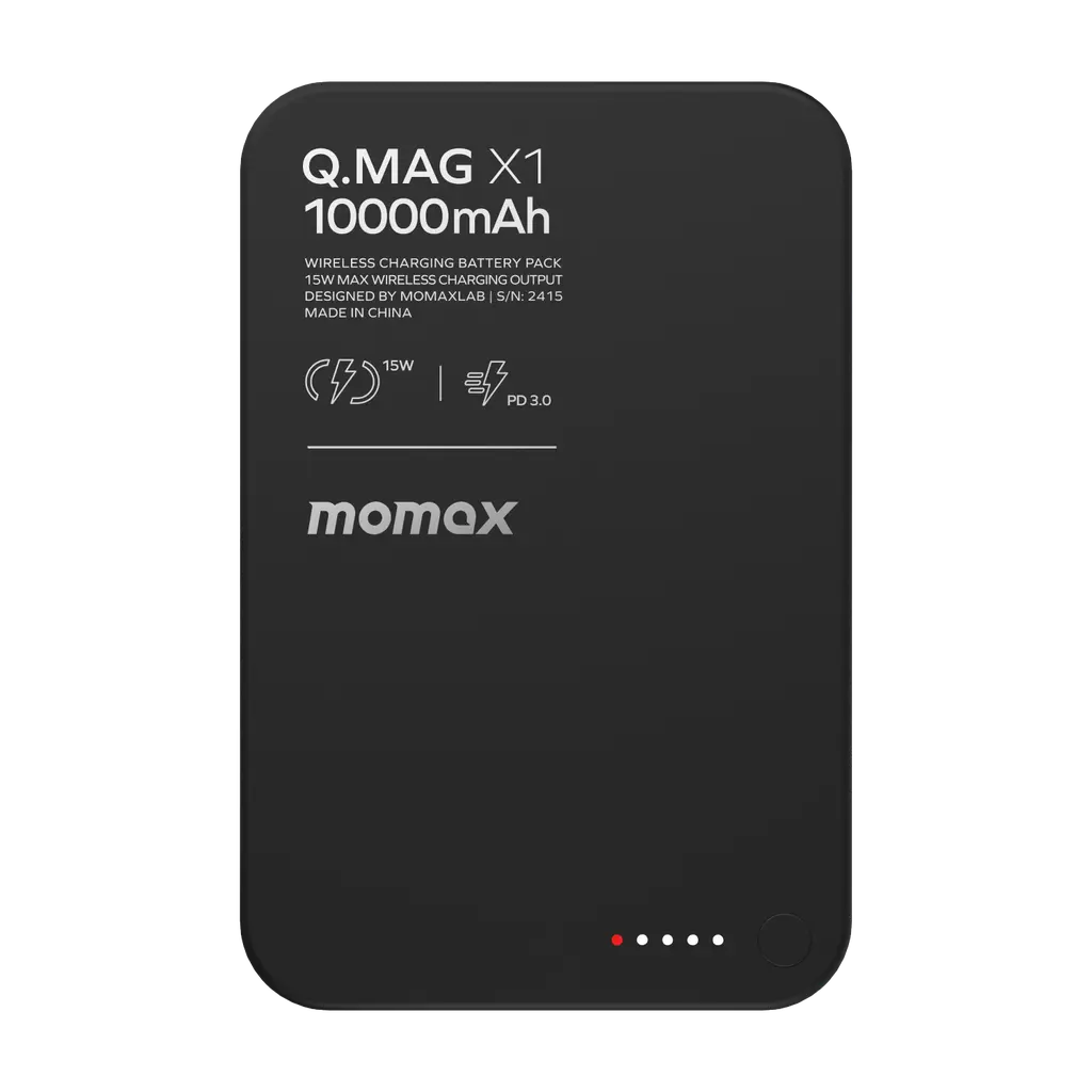 Momax Q.Mag X1 10000mAh Magnetic Wireless Battery Pack - Black