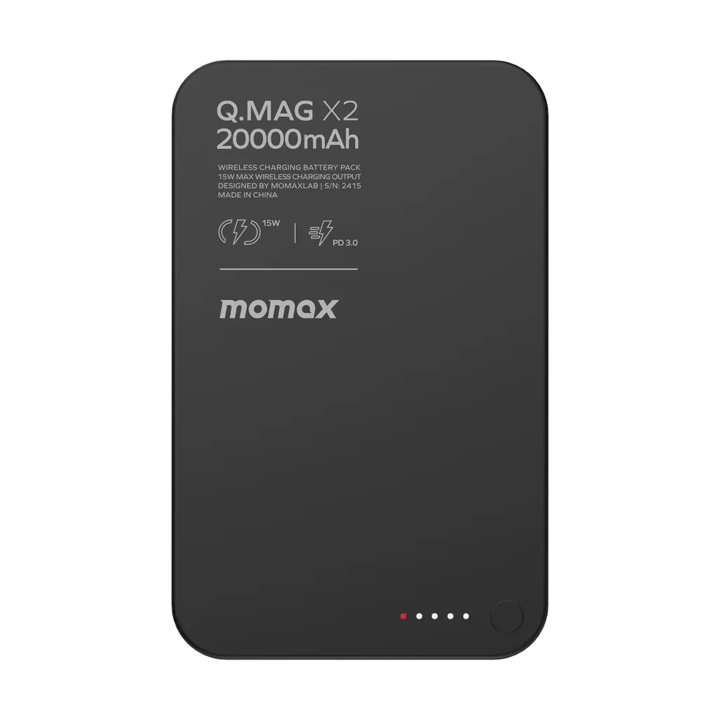 Momax Q.Mag X2 35W 20000mAh Magnetic Wireless Battery Pack - Black