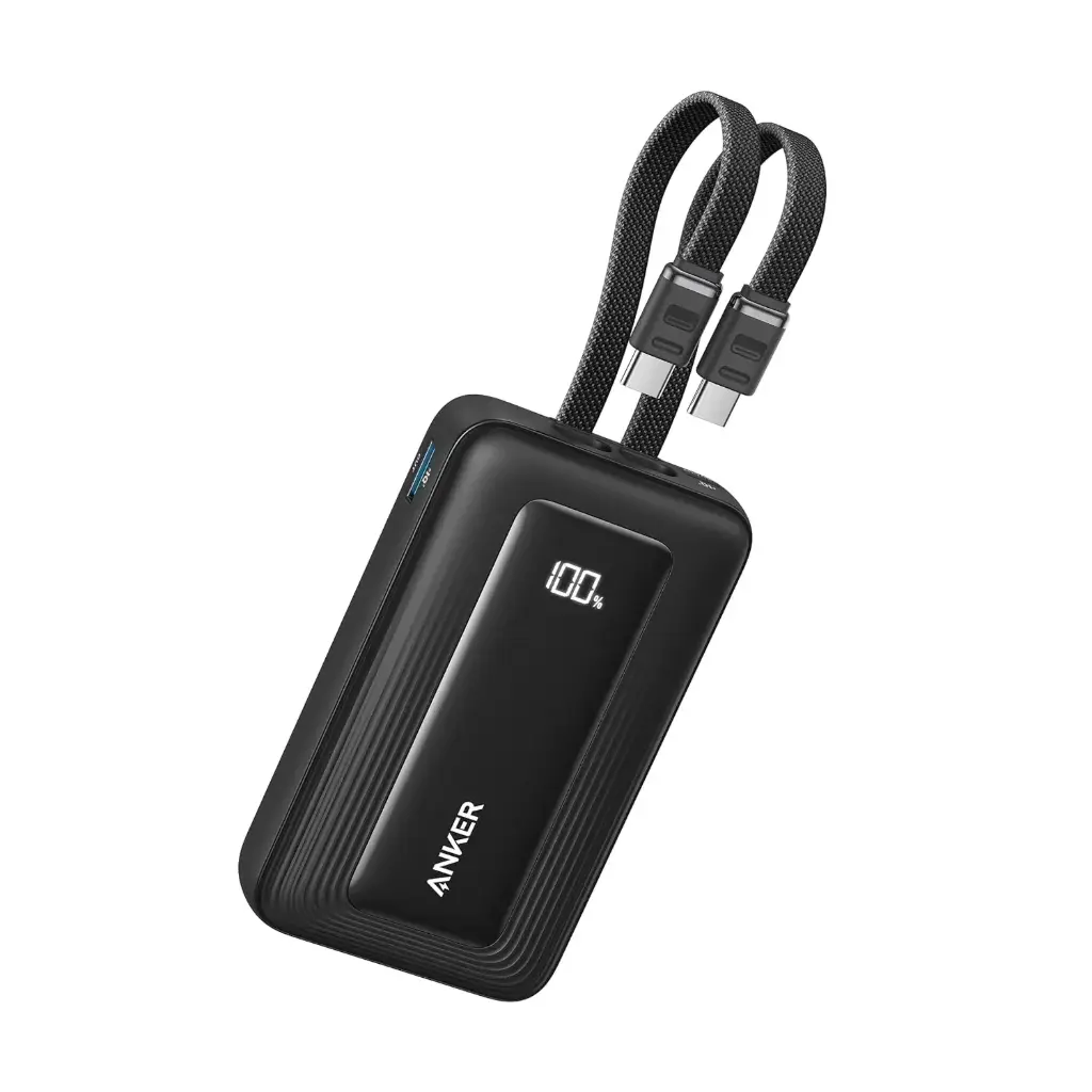 Anker Zolo Power Bank 10K 35W with Built-In Dual USB-C Cables - Black