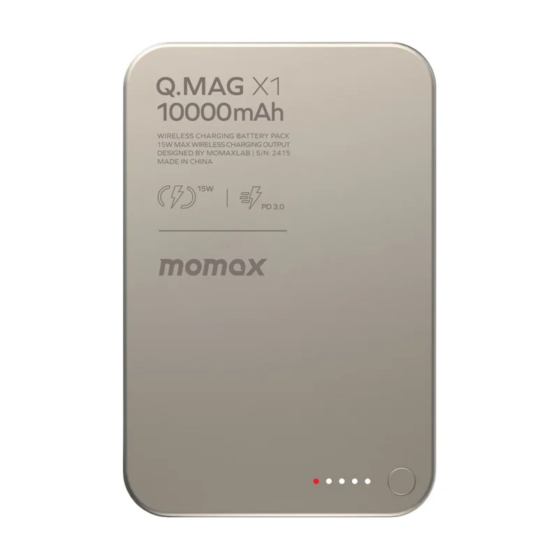 Momax Q.Mag X1 10000mAh Magnetic Wireless Battery Pack - Titanium