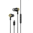 سماعات أذن سلكية معدنية USAMS EP-43 بمنفذ Type-C – أسود