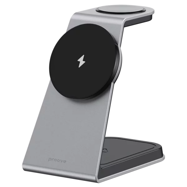 شاحن لاسلكي Proove Omni Power 3 في 1 بقدرة 15 واط – رمادي