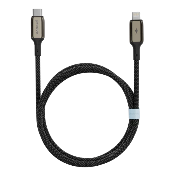 كابل Proove Dense Metal من Type-C إلى Lightning بقدرة 27 واط وطول 1 متر – أسود