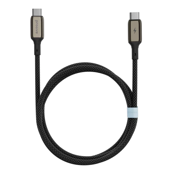 كابل Proove Dense Metal من Type-C إلى Type-C بقدرة 60 واط وطول 1 متر – أسود