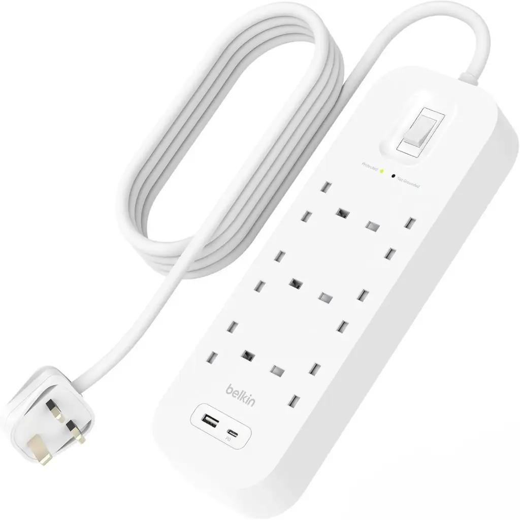 Belkin Surge Protector 18W with USB-A and USB-C Ports, 2M