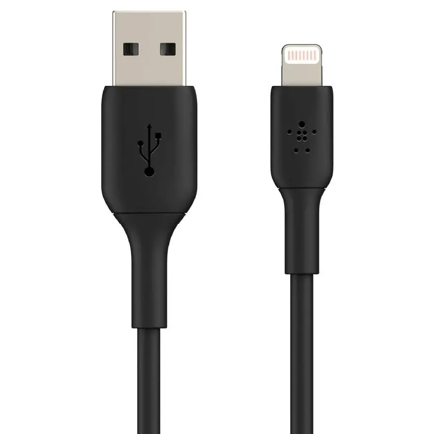 كيبل بيلكن BoostCharge من USB-A إلى لايتنينغ بطول 1 متر — اللون الأسود (عبوة من قطعتين)