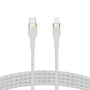 كيبل مضفر بيلكن BoostCharge Pro Flex من USB-C إلى لايتنينغ بطول 1 متر — اللون الأبيض