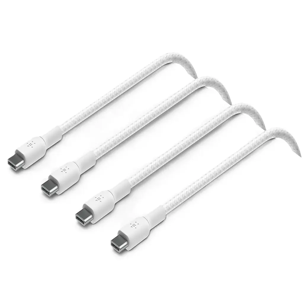 Belkin Braided USB-C to USB-C 60W Cable, 1M, White (2-Pack)