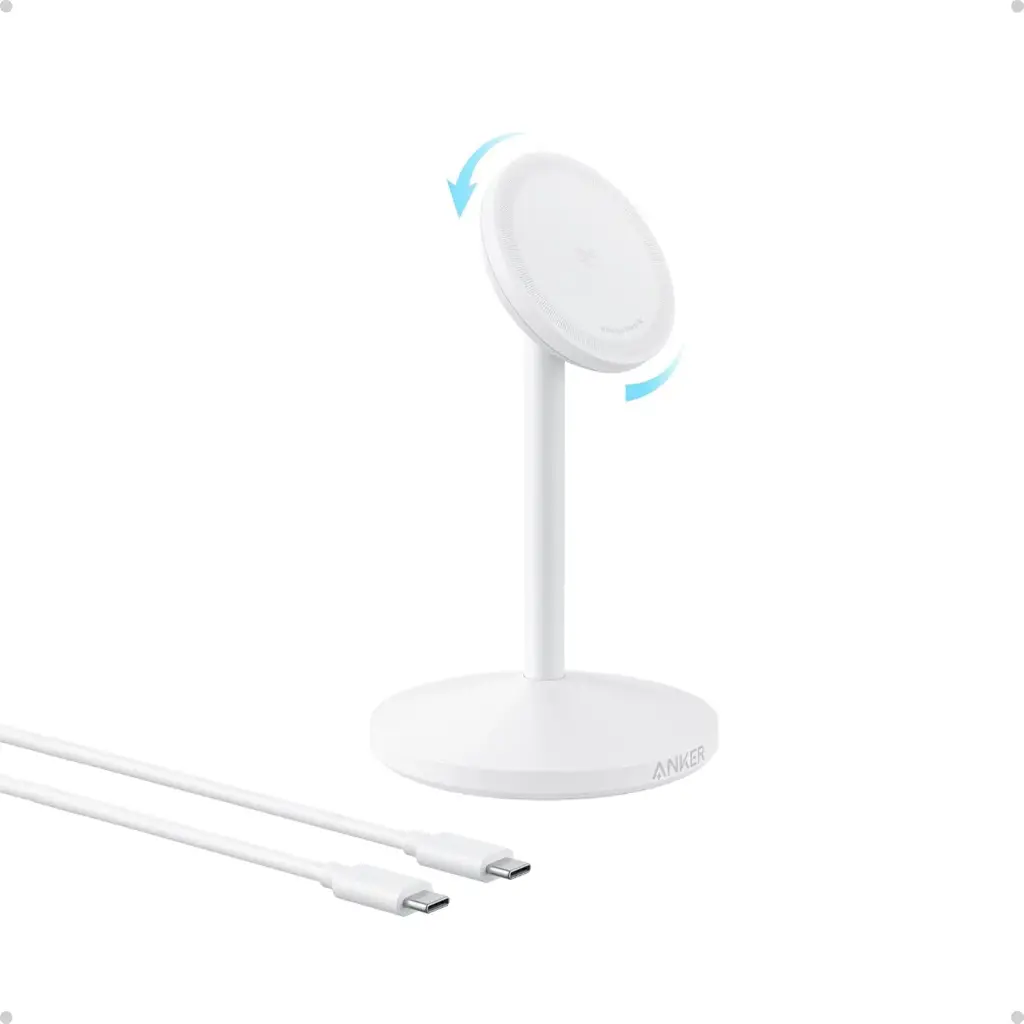 Anker MagGo Wireless Charger Single Stand 15W Qi2, White