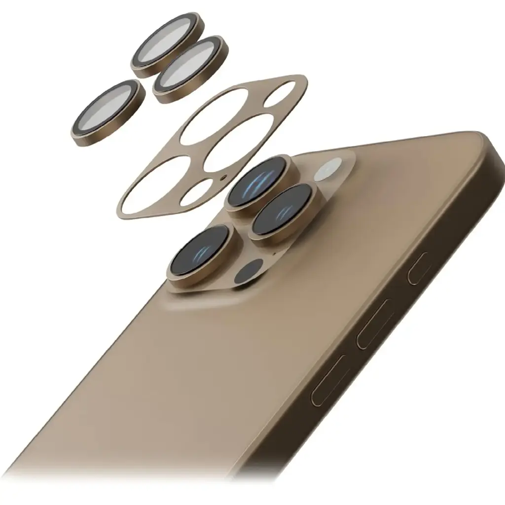 Levelo Compatible with iPhone 16 Pro/16 Pro Max Trio Pro 2 In 1 Lens & Frame Protector, Aluminum Alloy Frame (Desert Rose Gold) 