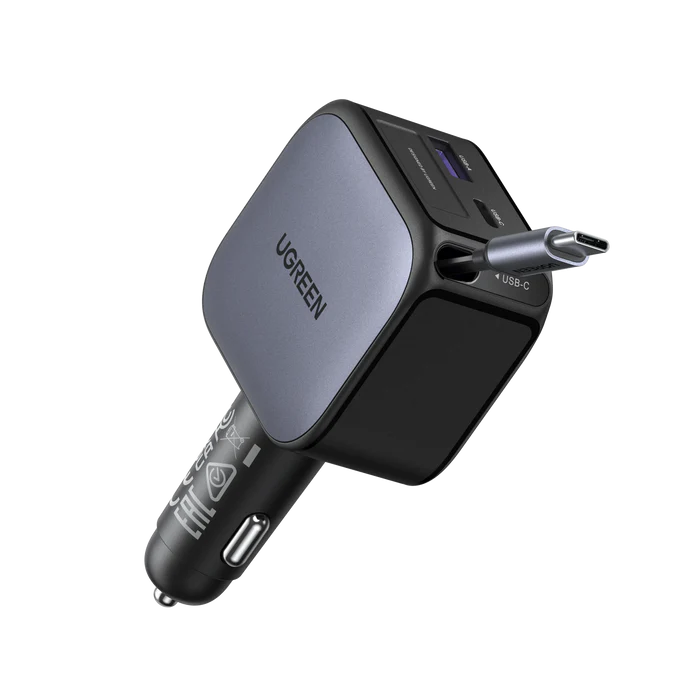 UGREEN 60W Fast Car Charger with Retractable Cable