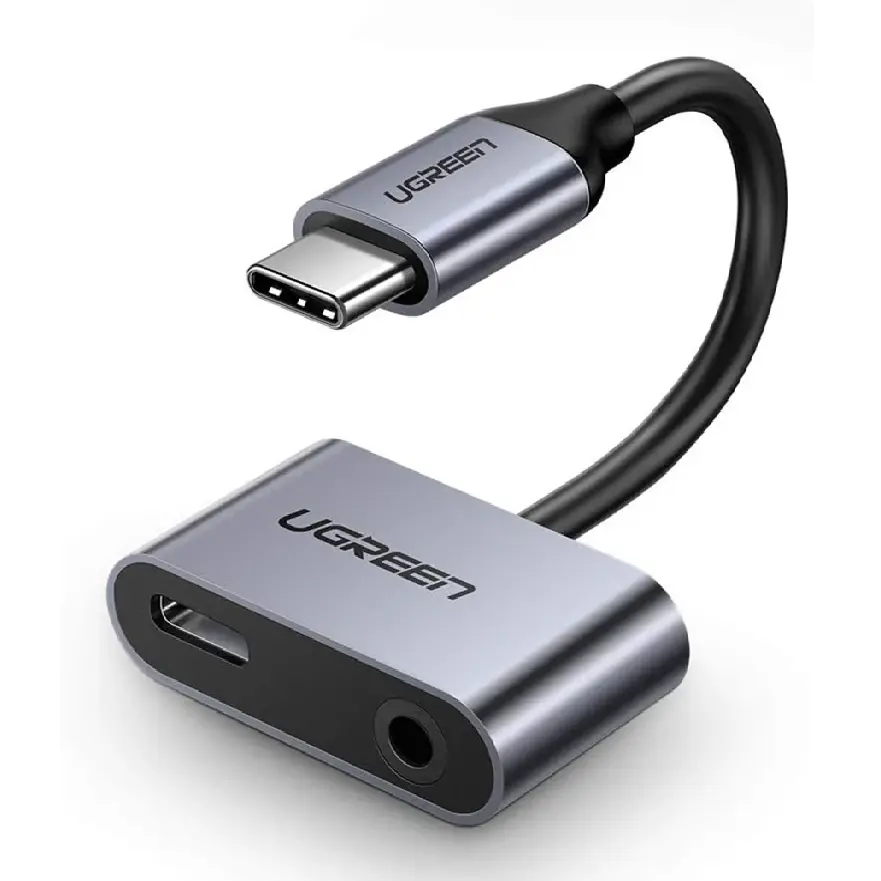 محول يوغرين 2 في 1 من USB-C إلى منفذ 3.5 ملم وصوت + شحن سريع PD