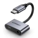 محول يوغرين 2 في 1 من USB-C إلى منفذ 3.5 ملم وصوت + شحن سريع PD