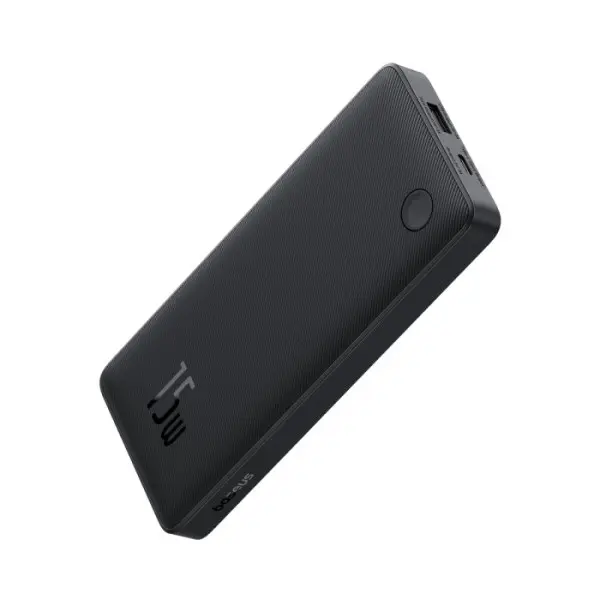 باور بانك باسيوس Airpow Lite بسعة 10,000 مللي أمبير بقدرة 15 واط — اللون الأسود (مع كيبل USB-C بطول 30 سم باللون الأسود)