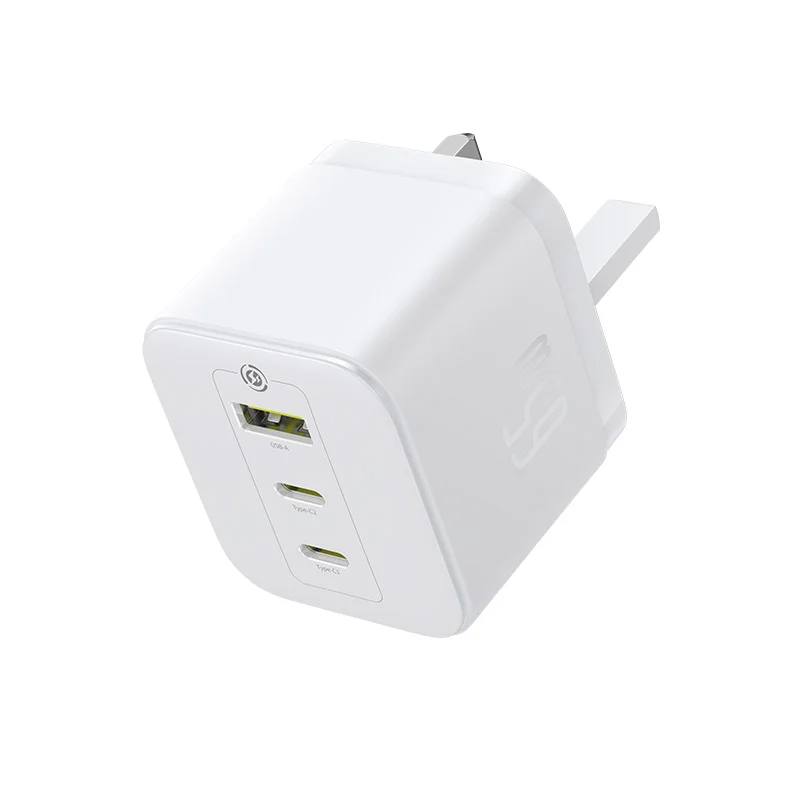 شاحن يدوي باسيوس Palm Charger 2C+U بقدرة 65 واط — النسخة البريطانية، اللون الأبيض
