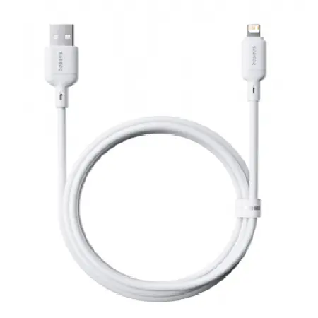 كيبل باسيوس Silky من USB إلى iPhone بتيار 2.4 أمبير وطول 1 متر — اللون الأبيض