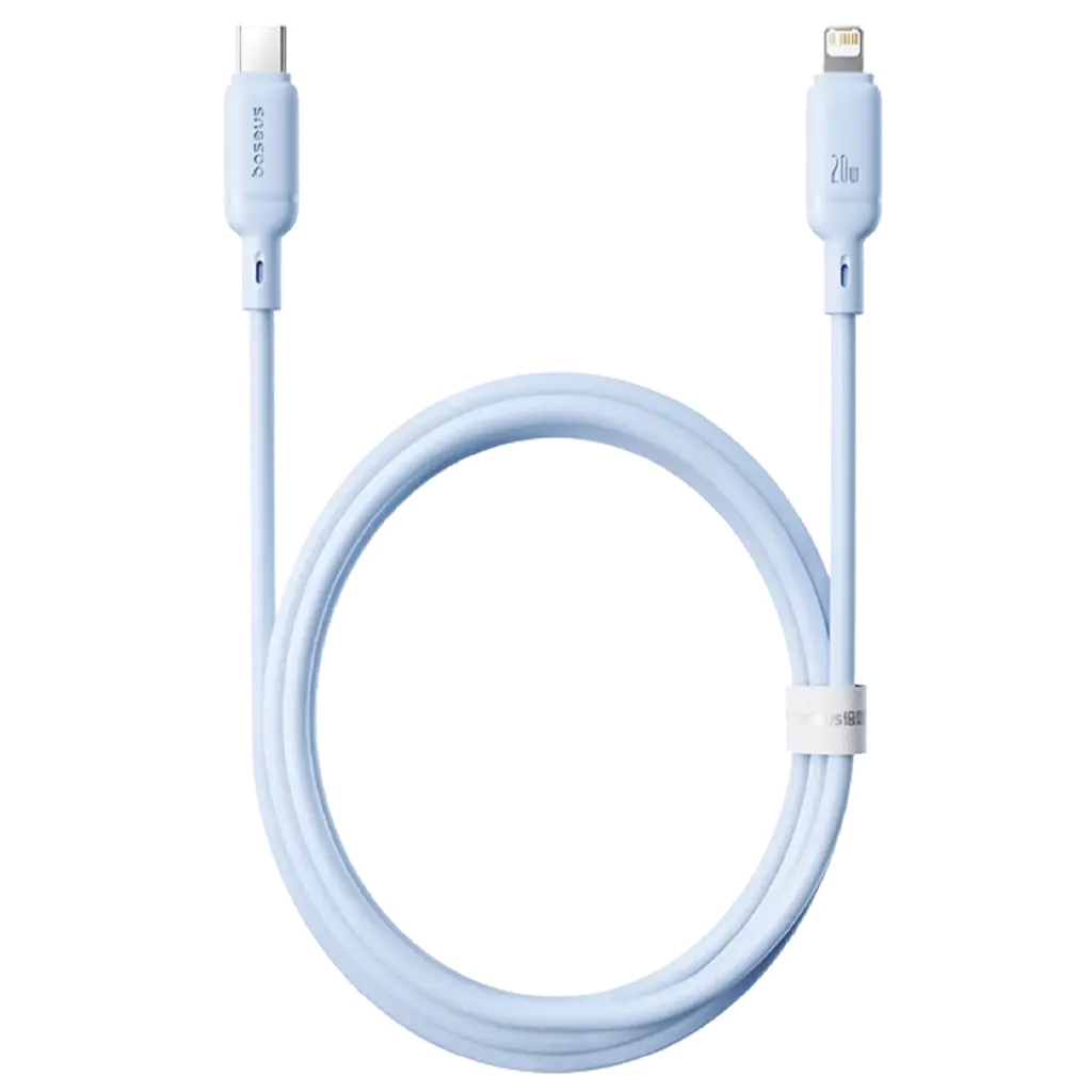 كيبل باسيوس Silky من USB-C إلى iPhone بقدرة 20 واط وطول 1 متر — اللون الأزرق