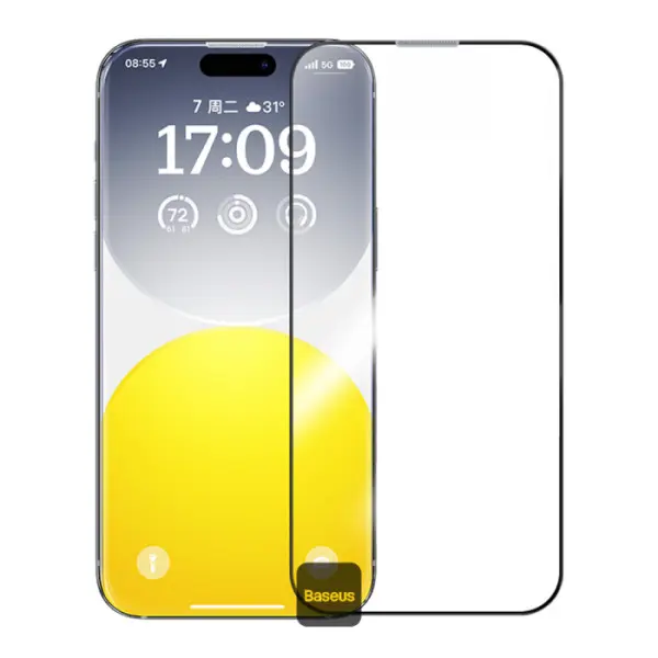 حامي شاشة باسيوس Sapphire HD لهاتف iPhone 16 Pro Max — شفاف (مع فلتر غبار، قطعة واحدة)