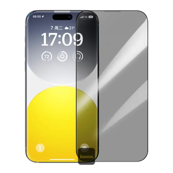 حامي شاشة باسيوس Sapphire بميزة الخصوصية لهاتف iPhone 16 Pro — شفاف (مع فلتر غبار، قطعة واحدة)