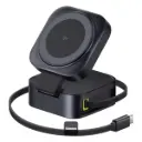 شاحن لاسلكي مغناطيسي باسيوس PicoGo 2 في 1 بتقنية Qi2 بقدرة 67 واط — اللون الأسود (مع كيبل USB-C إلى USB-C بقدرة 100 واط)