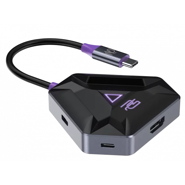 محول منافذ بروفي Type-C HUB Spectre (2×USB 3.0 + Type-C + PD 100W + HDMI) — اللون رمادي داكن