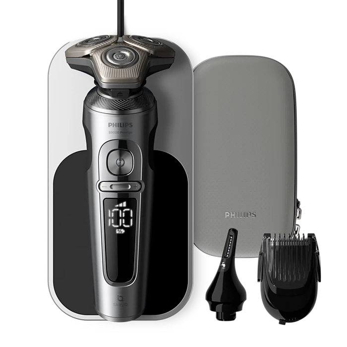 ماكينة حلاقة كهربائية فيليبس S9000 Prestige للاستخدام الجاف والرطب مع تقنية Smart SkinIQ — الطراز SP9871/22