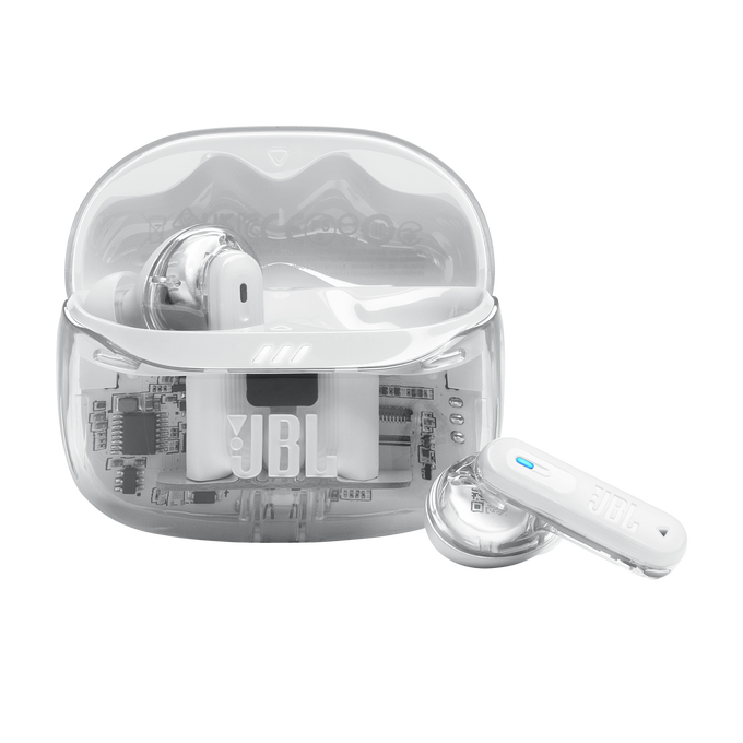سماعة JBL Tune Beam 2 Ghost Edition لاسلكية بالكامل - لون أبيض (شفاف)