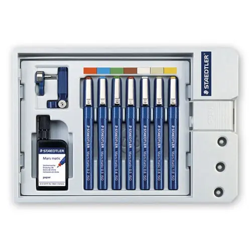 STAEDTLER Mars Matic 700 S7 Technical Pen Set - 7 Line Widths (0.2-1.0mm) 