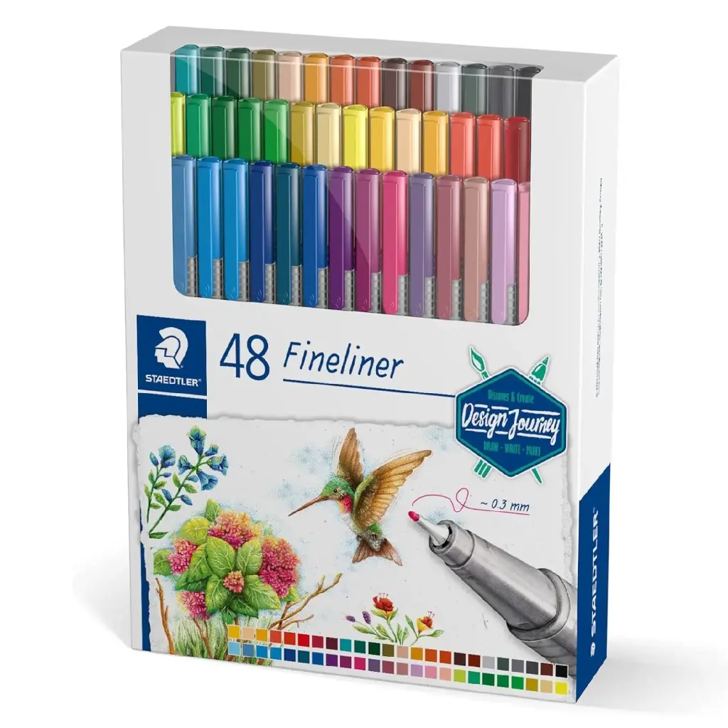 STAEDTLER Design Journey Triplus Fineliner 334 Set - 48 Assorted Colors 0.3mm 