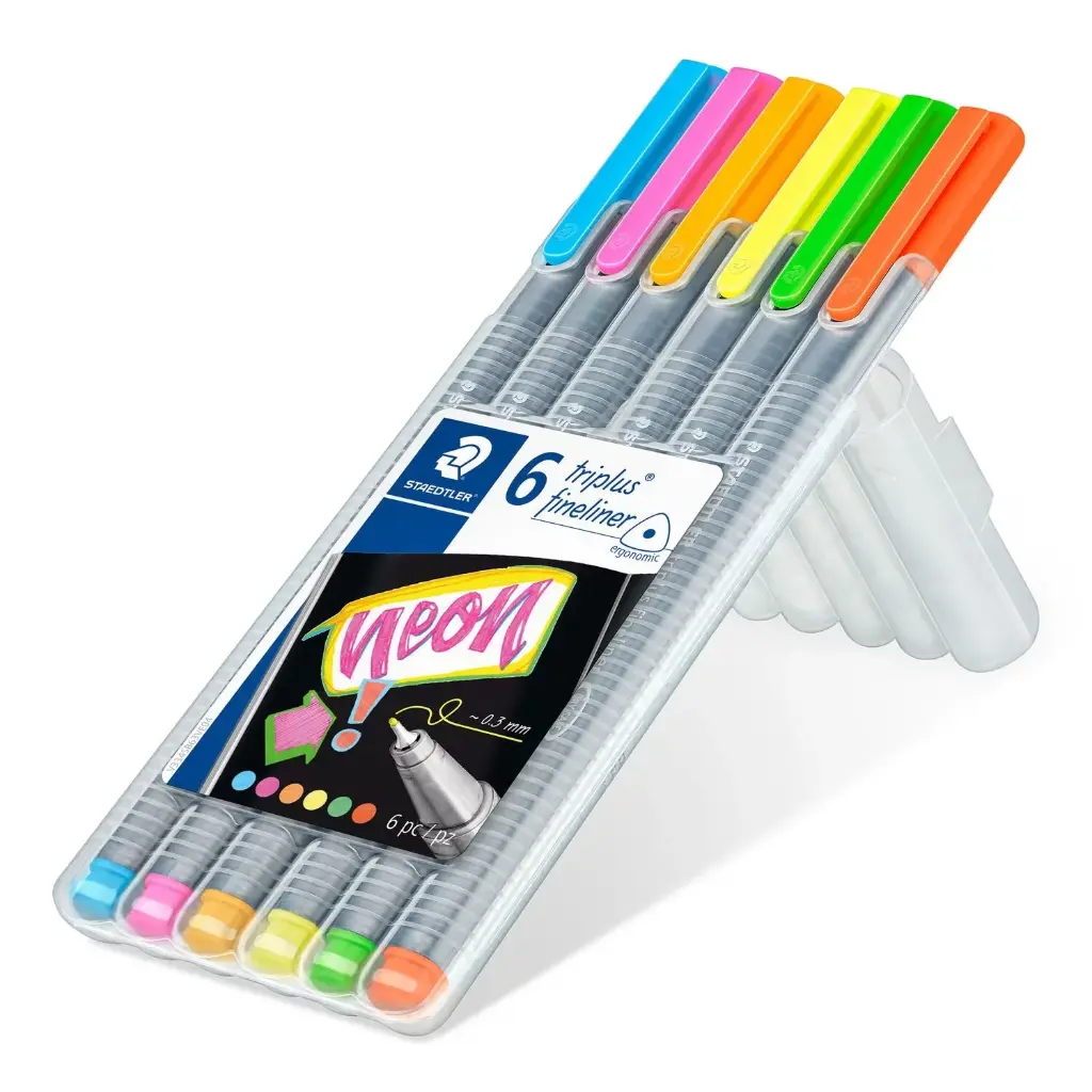 STAEDTLER Triplus Fineliner 334 Set 6 Colors 0.3mm - Easel Box 