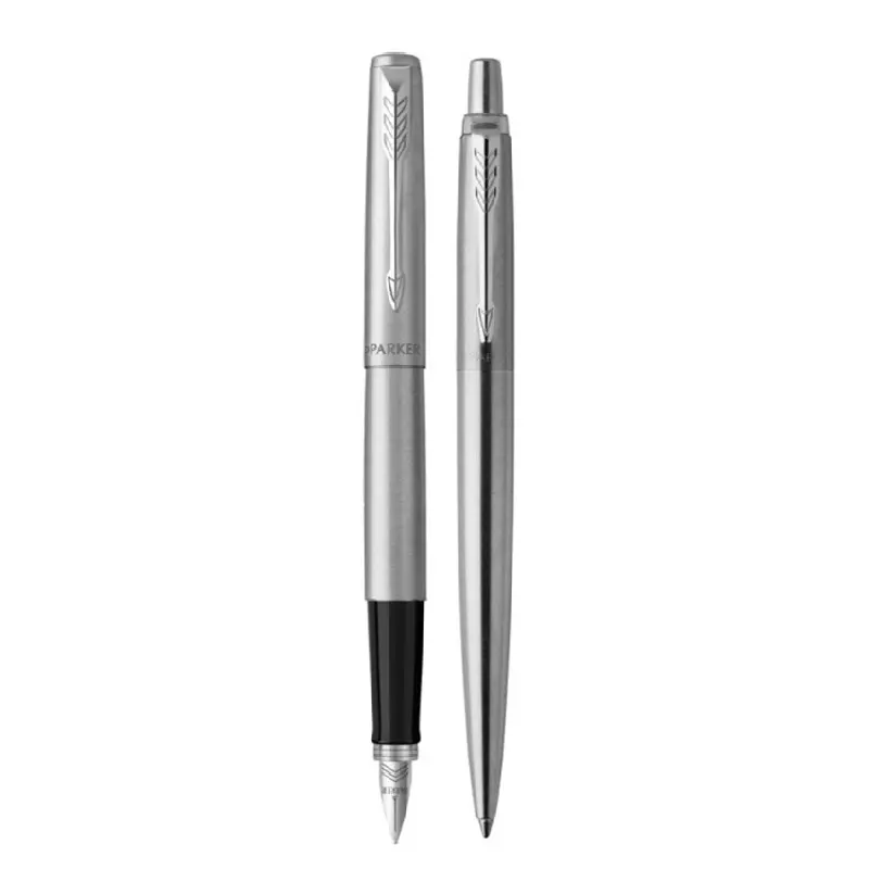 PARKER Jotter Stainless Steel CT Duo Gift Set: Ballpoint + Fountain Pen