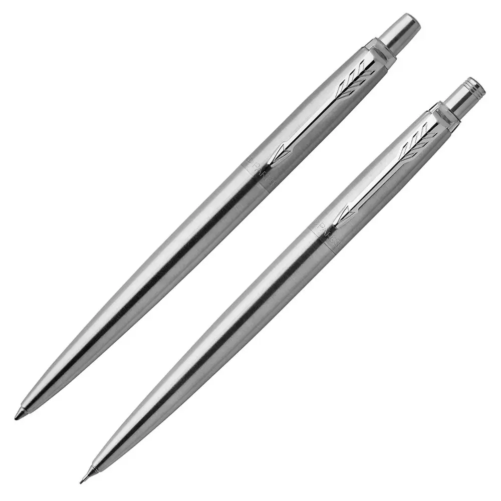 PARKER Jotter Stainless Steel CT Duo Gift Set: Ballpoint + Mechanical Pencil 