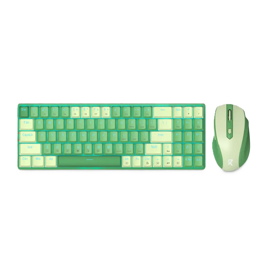 Redragon Mechanical Keyboard + Mouse 2.4G Combo, Green, Arabic BS-8772GC