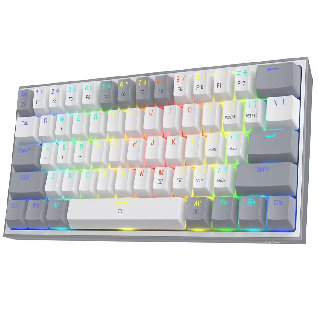 Redragon Wired Mechanical Keyboard, White/Gray, Arabic