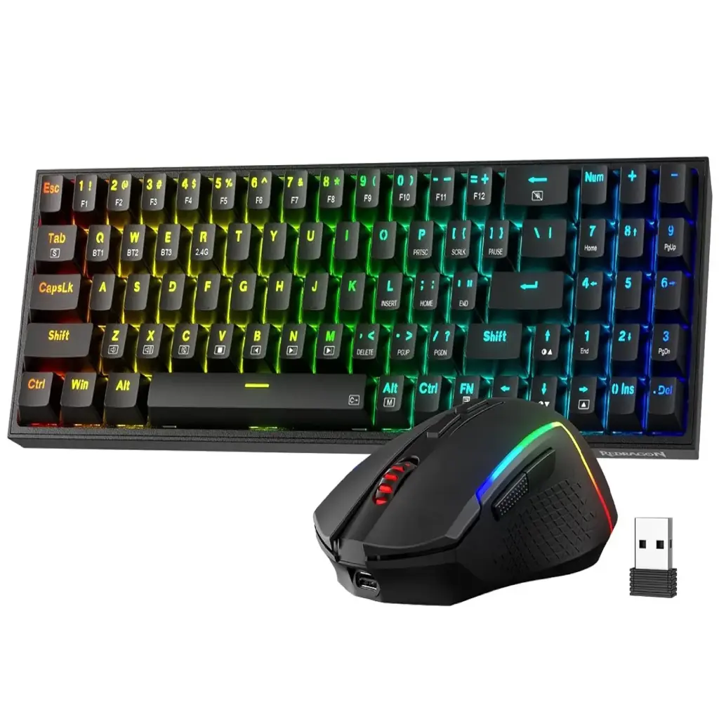 Redragon Wired+2.4G+BT Mouse & Mechanical KB Combo RGB S136