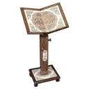 Sundus Holy Quran Stand Turkish Style Large | Handcrafted Wooden Mosaic Quran Holder with Wheels